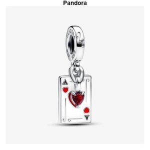 Pandora Red and Silver Playing Card Bracelet Charm